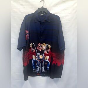 American Biker Shirt Mens XXL Multicolor Short Sleeve Graphic Print Vintage